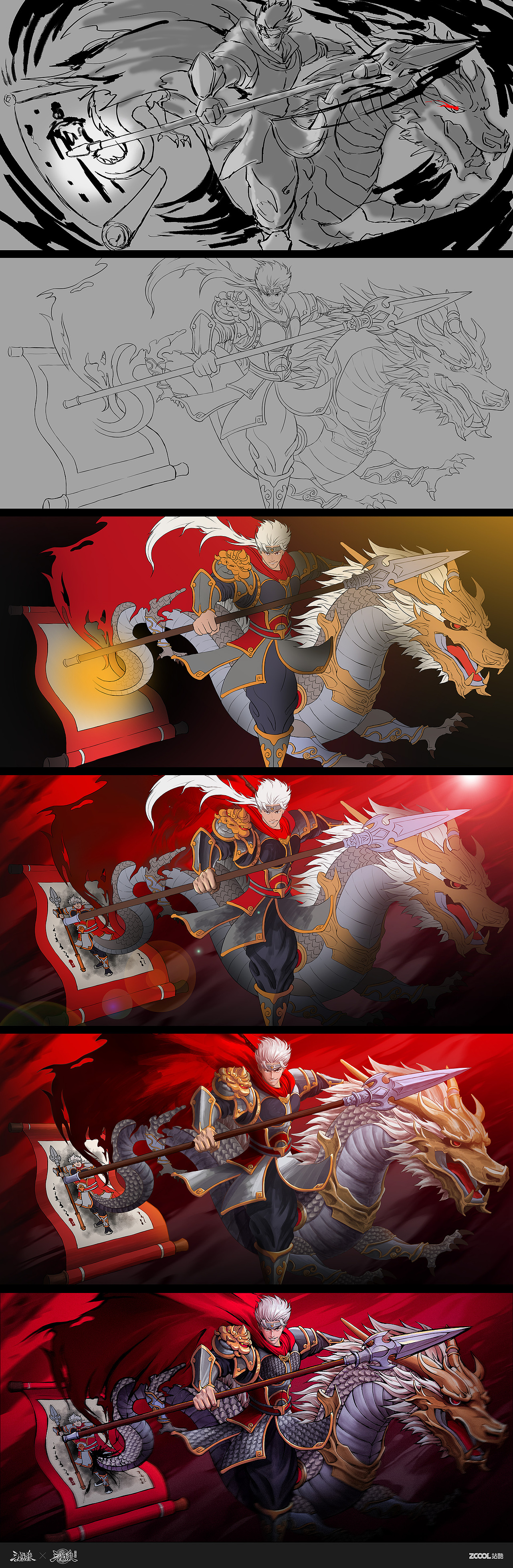 三国杀【一将成名-国潮典韵】武门神-神赵云（图ZMzQ4MzgxNzc2） - 概念设定 - 站酷设计师咪咔哩咔原创素材 - 站酷ZCOOL