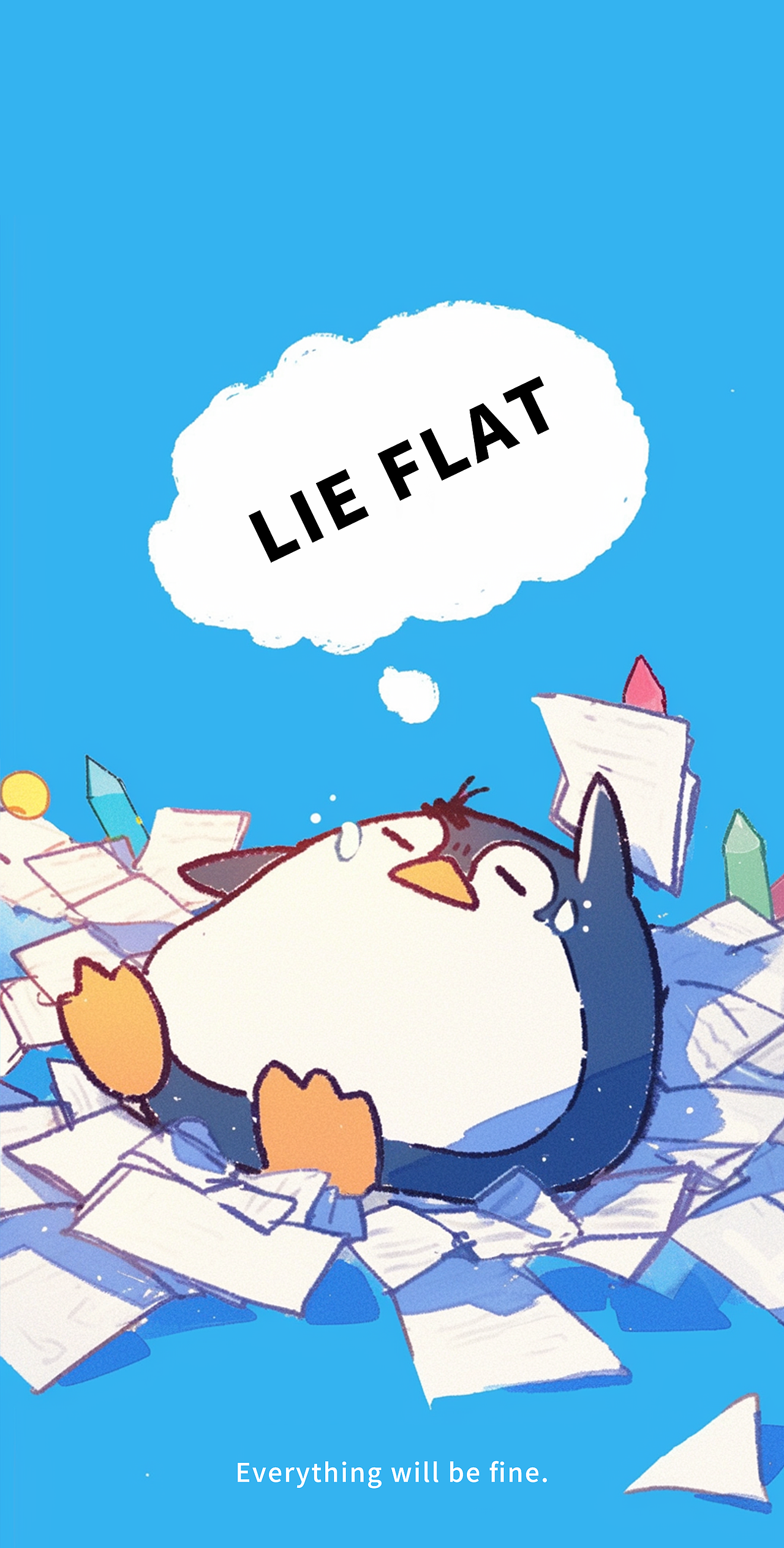 躺平企鹅（图ZMzY5NDk2NDg4） - 艺术插画 - 站酷设计师pizzchun原创素材 - 站酷ZCOOL