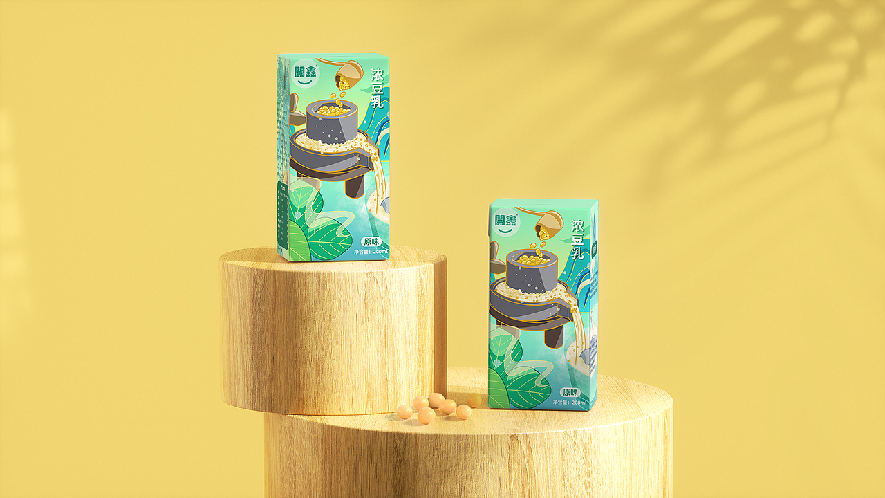 開鑫浓豆乳包装插画｜秀色青意（图ZMzUyMjc3MTk2） - 商业插画 - 站酷设计师stella天月原创素材 - 站酷ZCOOL
