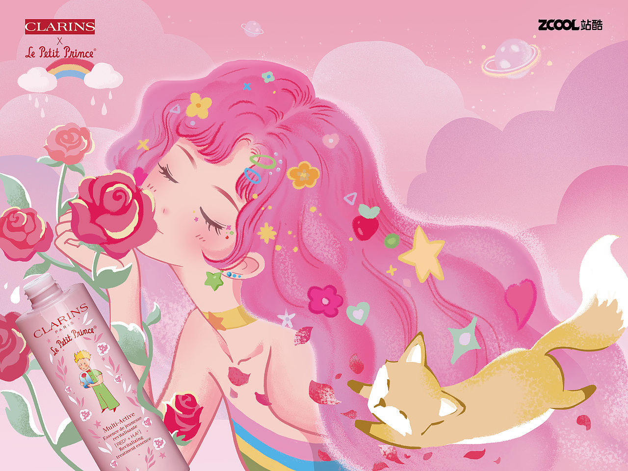 邂逅#粉嫩多巴胺少女#玫瑰少女（图ZMzQzODEzMDQ4） - 商业插画 - 站酷设计师孤独怪物原创素材 - 站酷ZCOOL