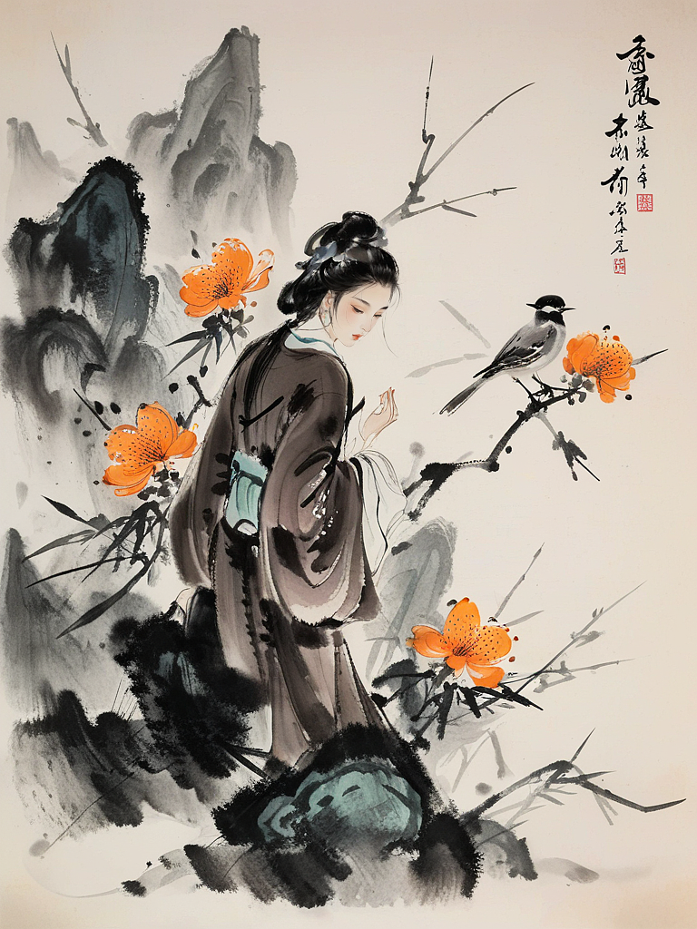 鹂（离）（图ZMzYzNDU1NjQ4） - AI作品 - 站酷设计师Gagaki原创素材 - 站酷ZCOOL