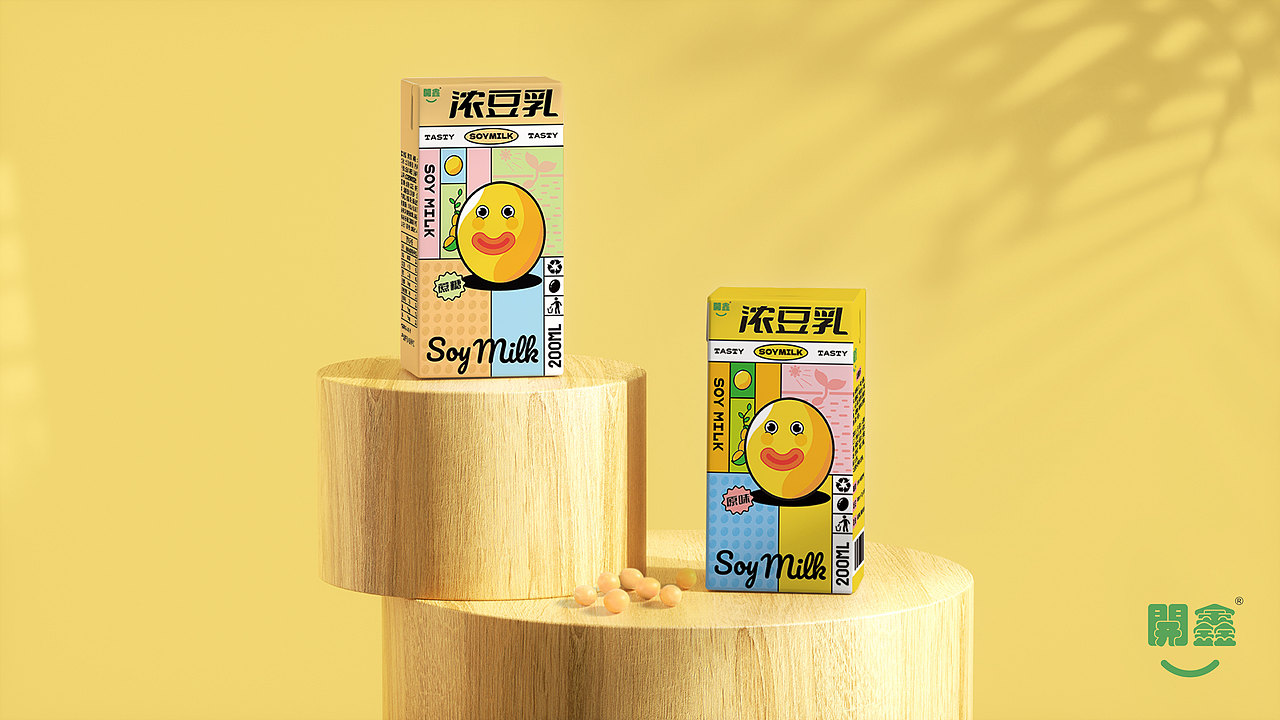 開鑫浓豆乳包装设计/开心一刻幸福一瞬