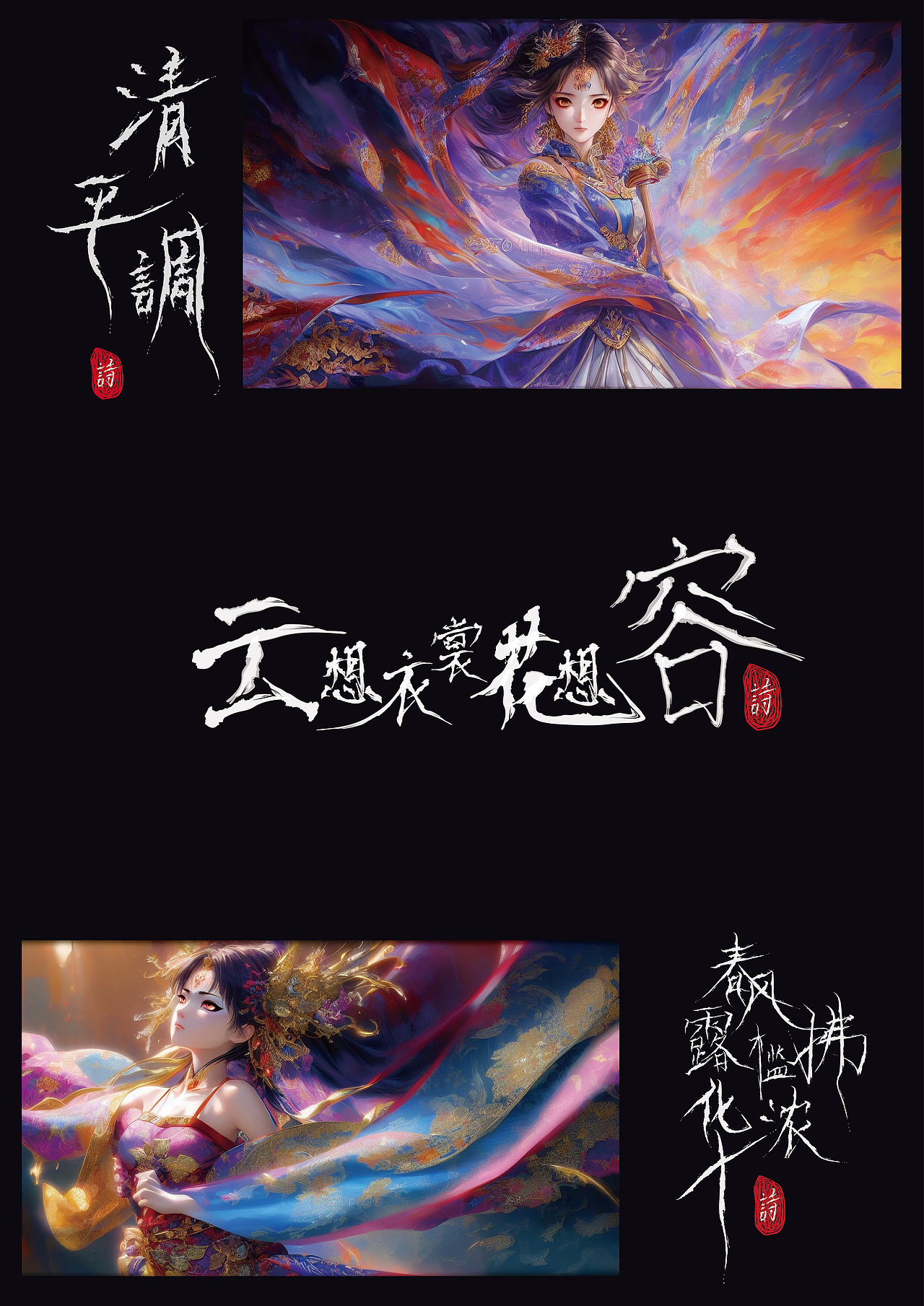 WHEE×ZCOOL《清平调》李白“云想衣裳花想容，春风拂槛露华浓。”