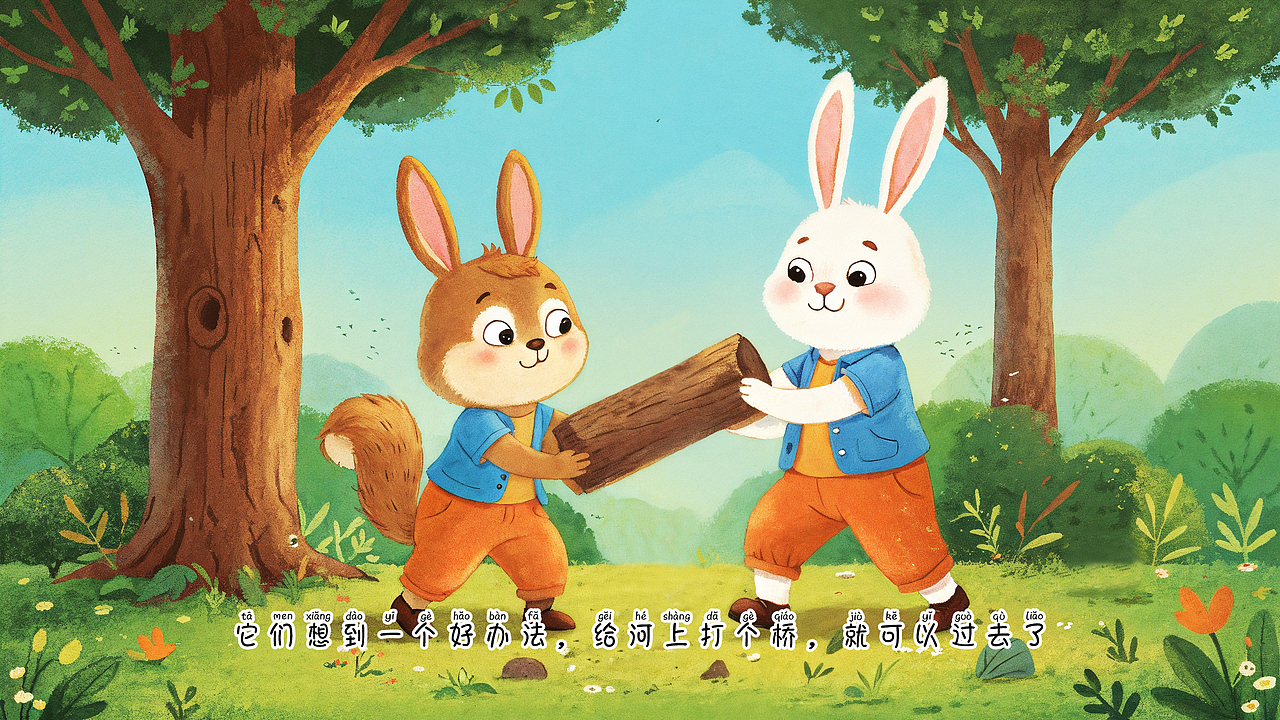 《小兔子的冒险之旅》儿童绘本（图ZMzY5MDk5ODMy） - AI作品 - 站酷设计师涟西原创素材 - 站酷ZCOOL