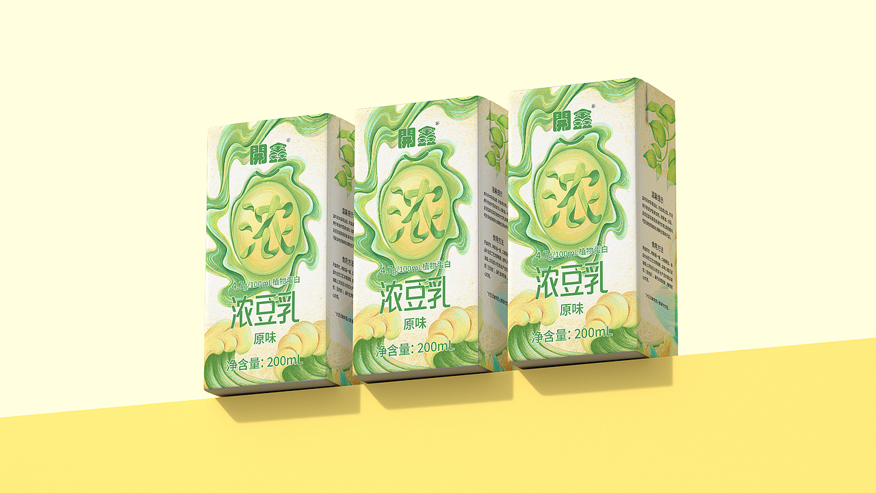 開鑫浓豆乳包装设计丨绿色滋养