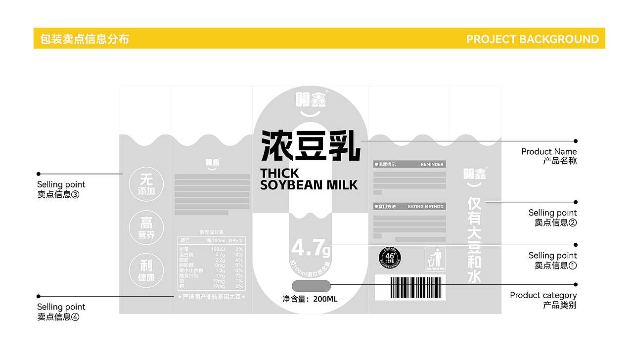 開鑫浓豆乳包装设计丨仅有大豆和水