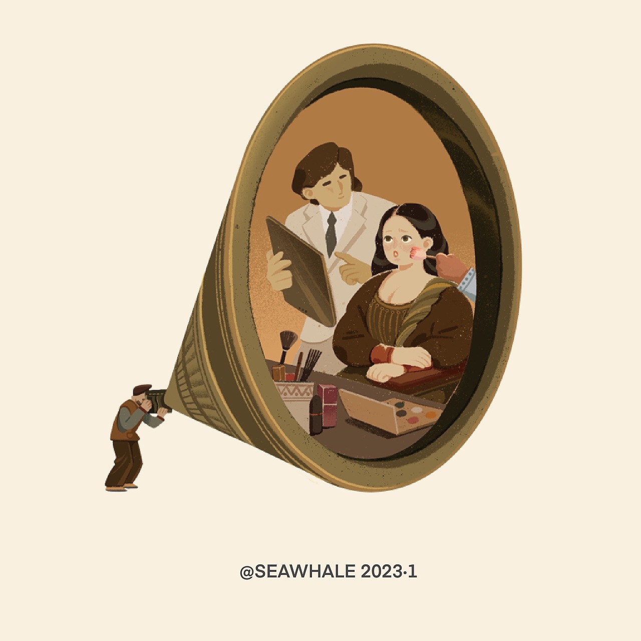 蒙娜丽莎的一天（图ZMzQ0MTY3NDQ4） - 艺术插画 - 站酷设计师海鲸SEAWAHLE原创素材 - 站酷ZCOOL