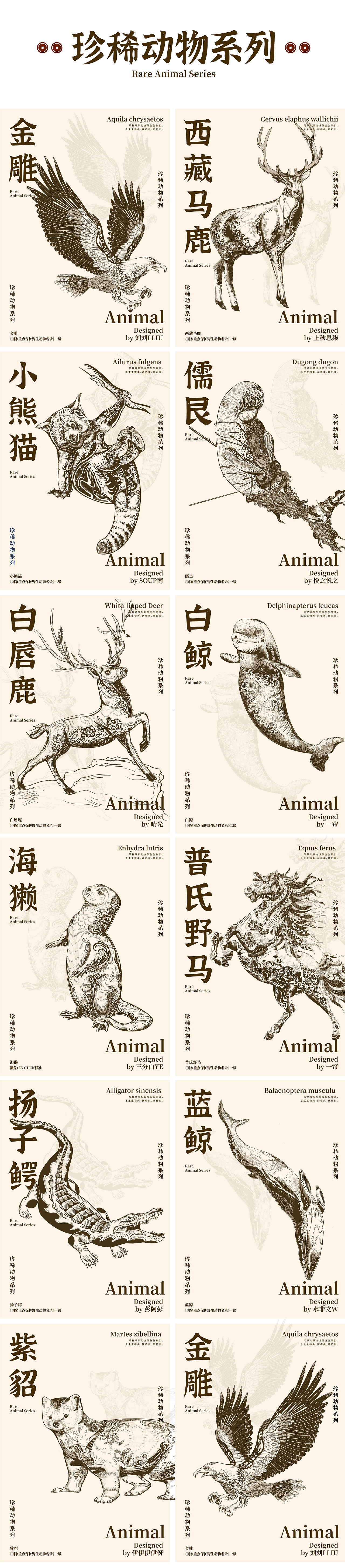 【珍稀保护动物】与自然和谐相处|国潮插画系列合集