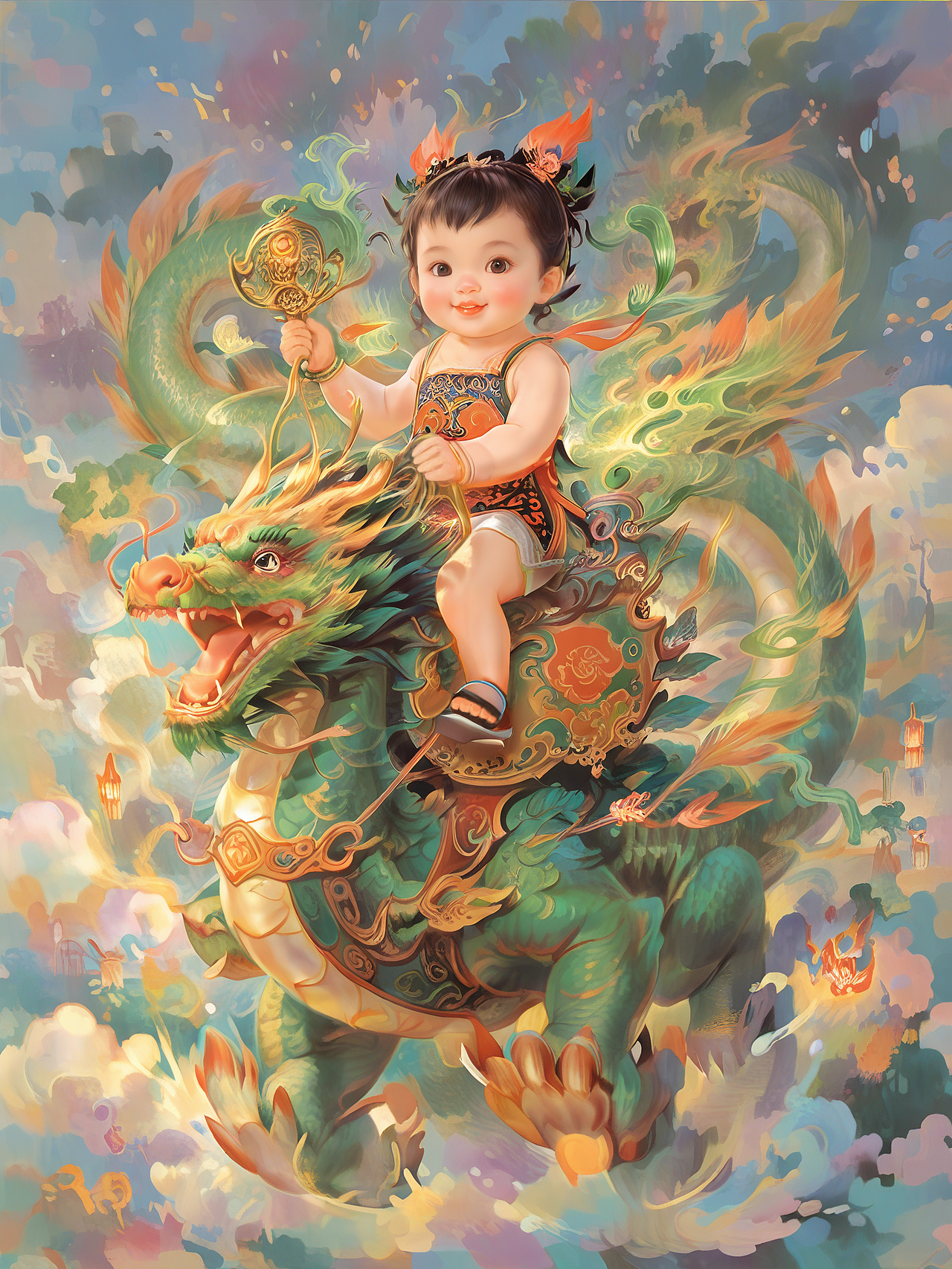 龙年守护神(图ZMzYwNTYzMTc2) - AI作品 - 站酷设计师棉棉的绘画原创素材 - 站酷ZCOOL