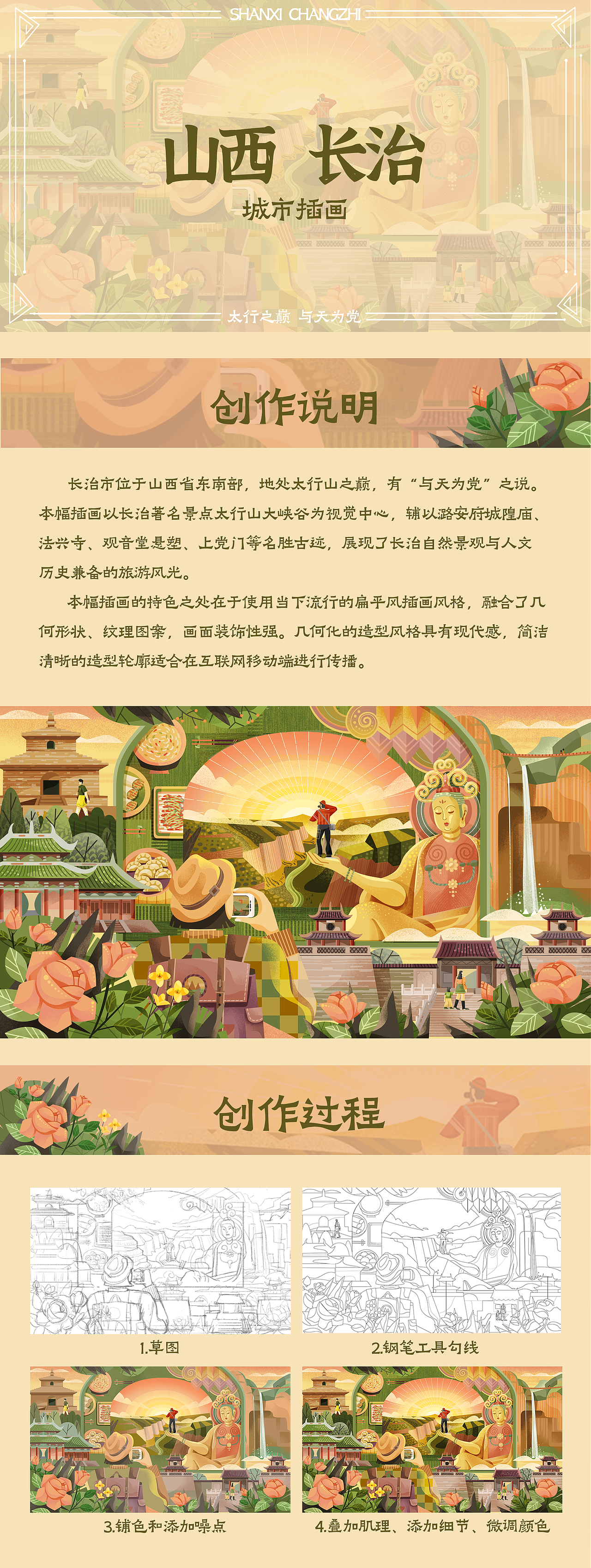 城市插画/旅游插画/山西长治自然风光历史古建筑美食摄影旅游（图ZMzYxNjI0Nzcy） - 其他 - 站酷设计师阿昭的画板原创素材 - 站酷ZCOOL