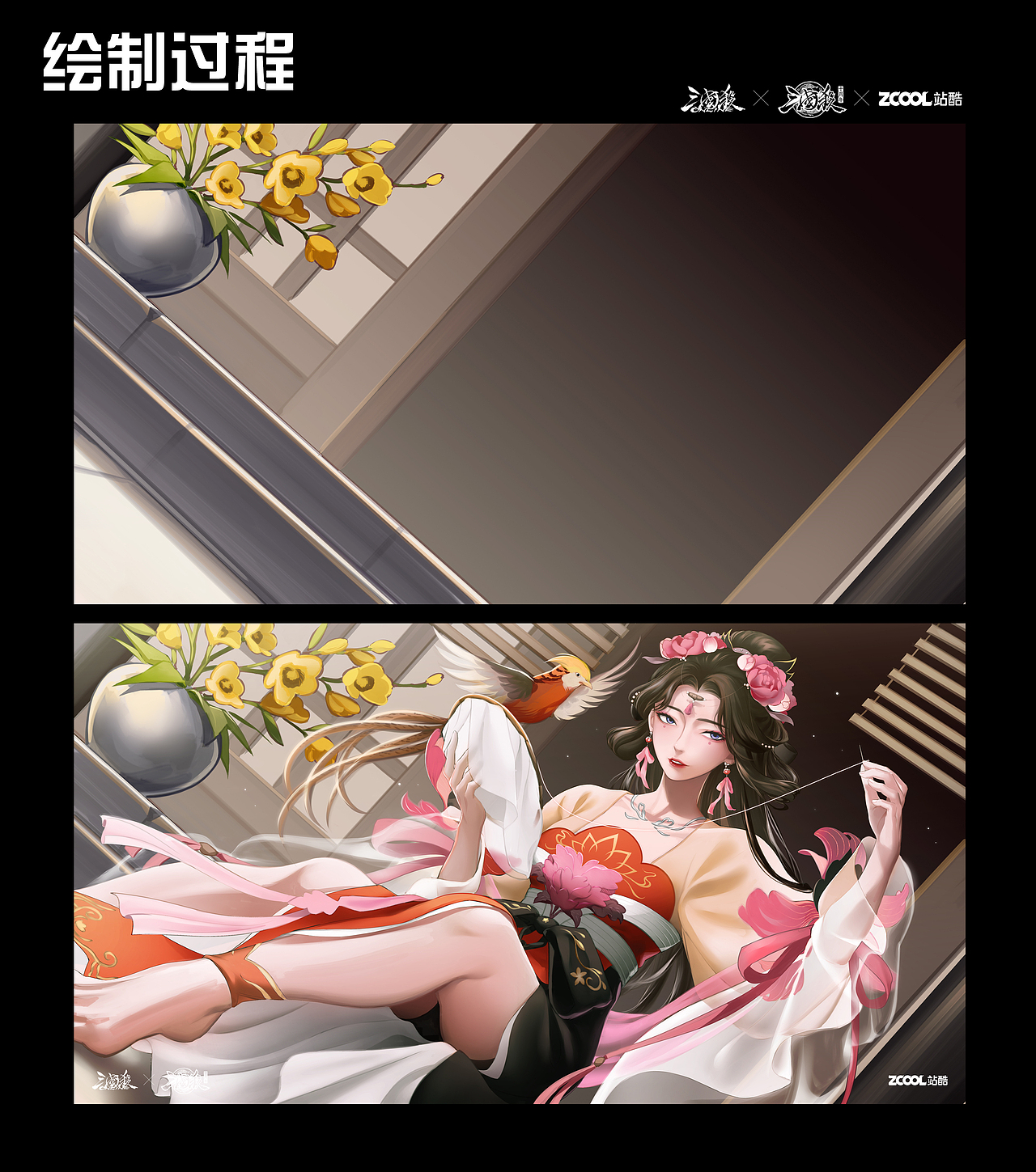 【三國(guó)殺|插畫(huà)】薛靈蕓皮膚設(shè)計(jì)-蜀繡（圖ZMzQ2ODY0Nzg0） - 概念設(shè)定 - 站酷設(shè)計(jì)師閑雜人ANGEL原創(chuàng)素材 - 站酷ZCOOL