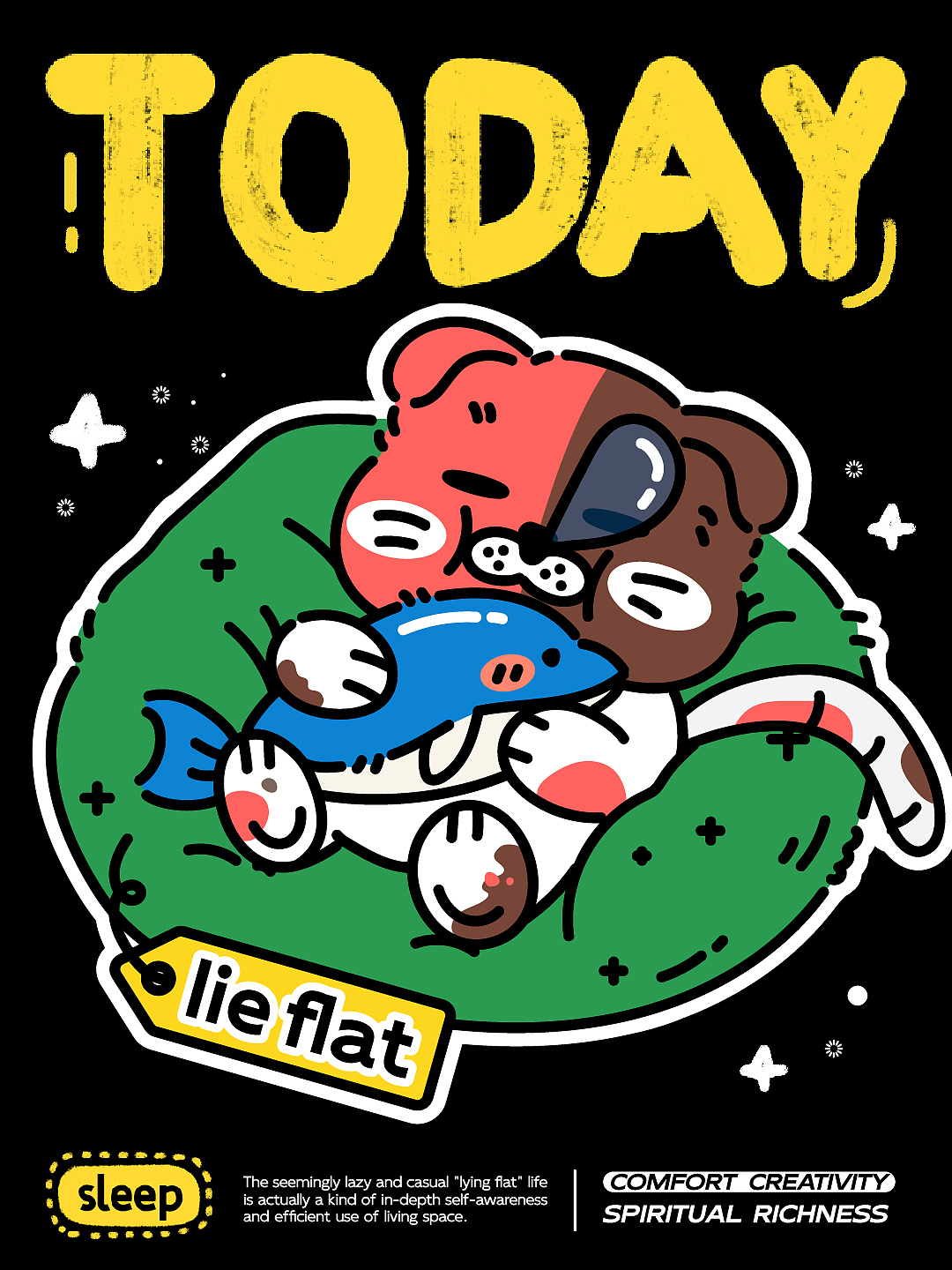 今日目标|完美掌握躺平每一寸(图ZMzY5NDA1NDA0) - 艺术插画 - 站酷设计师羔饭团原创素材 - 站酷ZCOOL