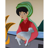 中绘壁画的头像