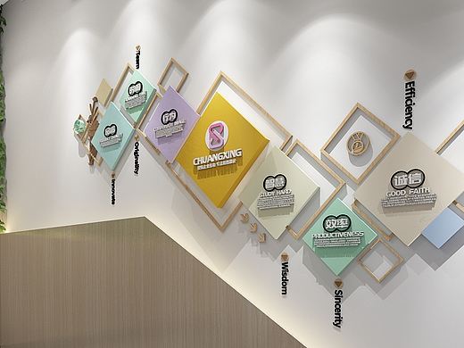 企业楼梯设计感文化墙展示墙形象墙