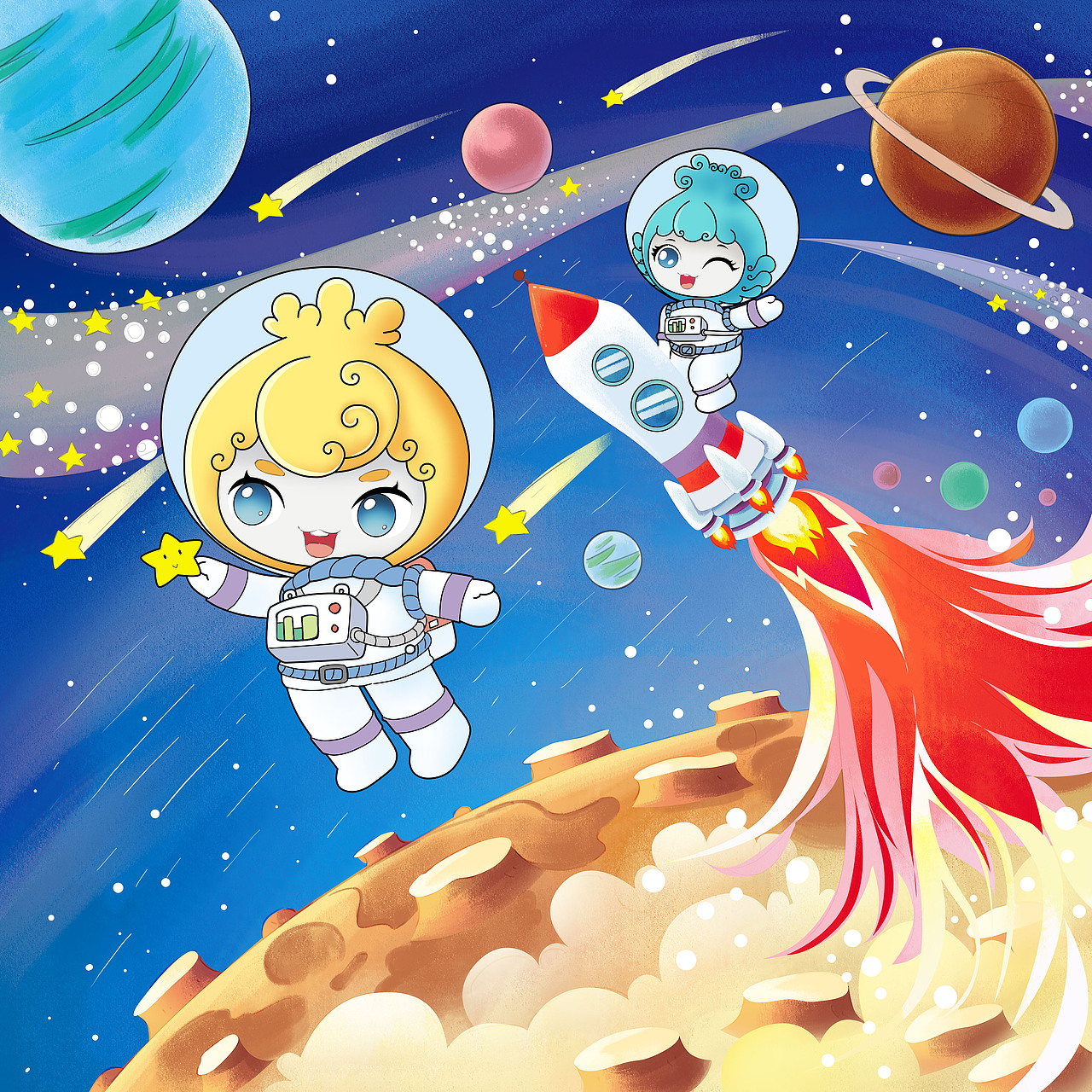 给一学校文化墙设计的插画