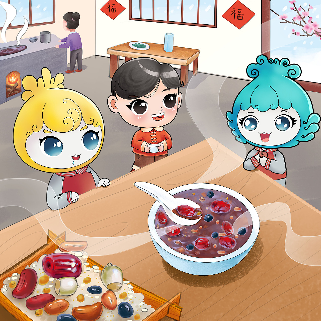 给一学校文化墙设计的插画