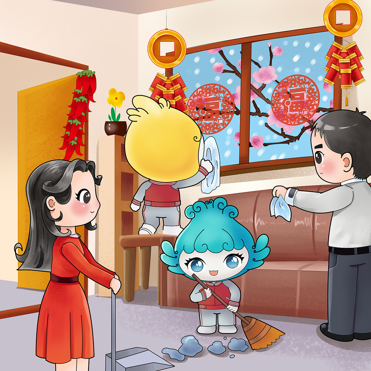 给一学校文化墙设计的插画