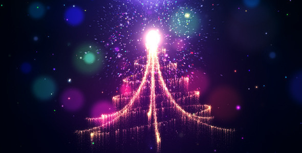 AE模板|美丽彩色发光粒子烟花标题展示圣诞开场