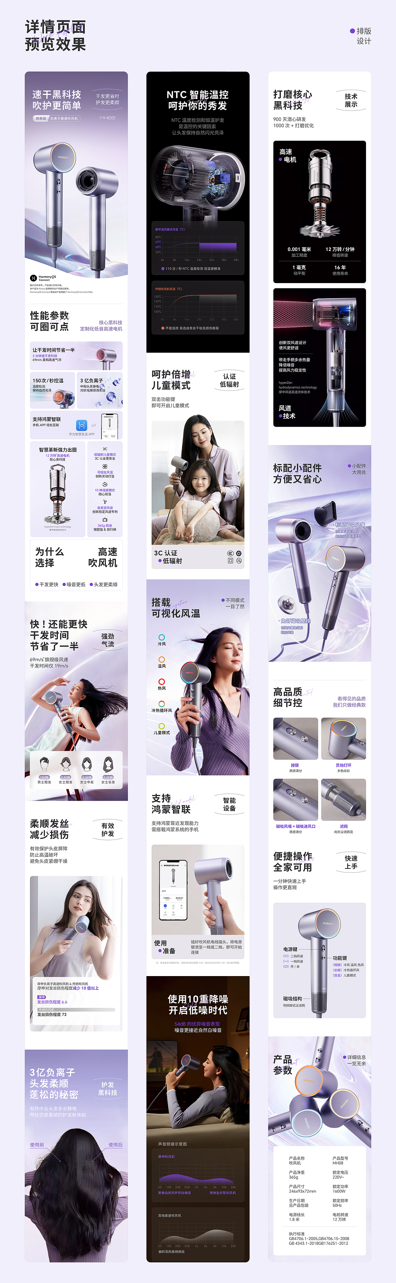 AIGC助力 moscen摩申 吹风机详情页