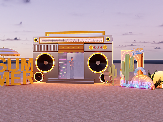 景区收音机主题美陈景观艺术装置,蚂蚁美陈