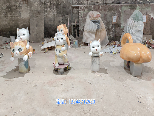 商业活动主题卡通玻璃钢仿真猫咪模型猫咪展会装饰道具