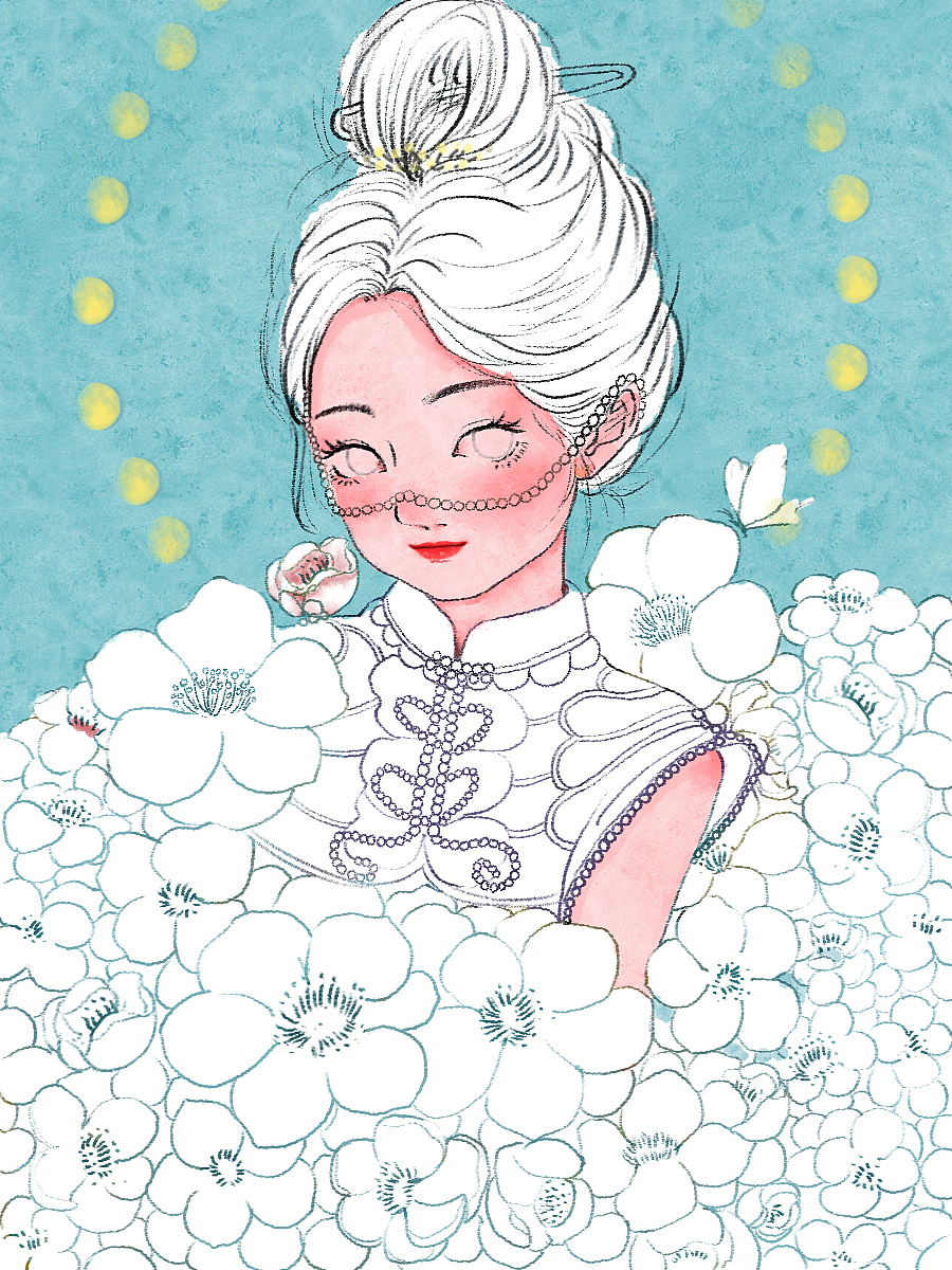 我画的梦中女孩插画