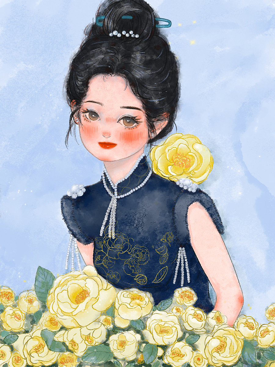 我画的梦中女孩插画