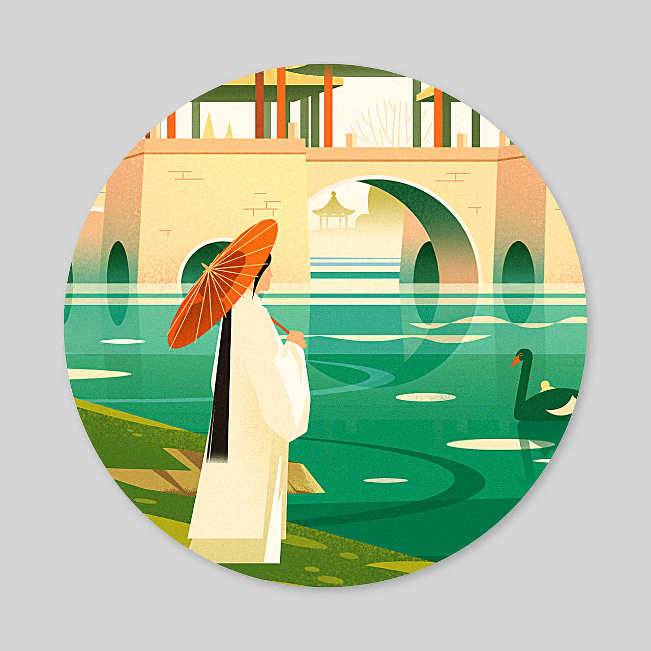 扁平风格场景｜瘦西湖（图ZMzcxMzI0MzI4） - 商业插画 - 站酷设计师YNG724原创素材 - 站酷ZCOOL