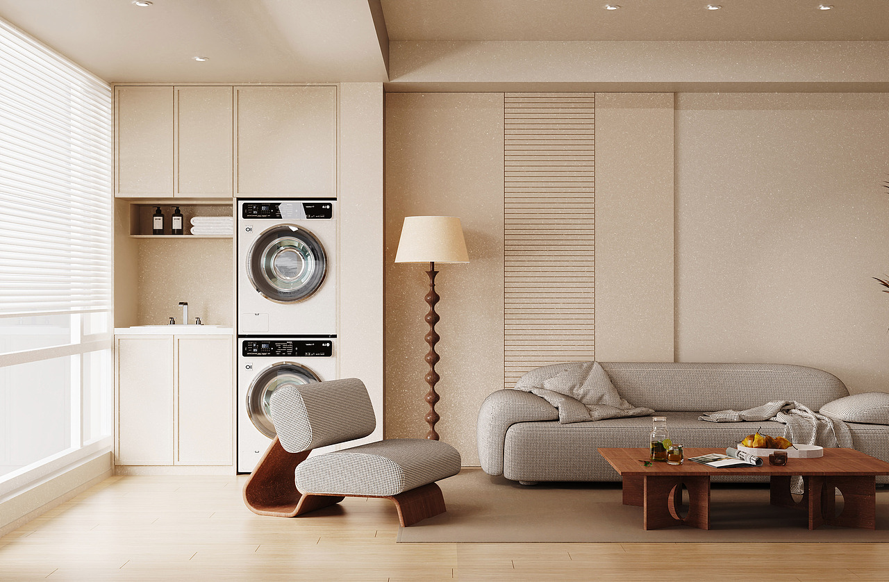 第四十三期keyshot极简客厅场景源文件ks侘寂风场景KSP