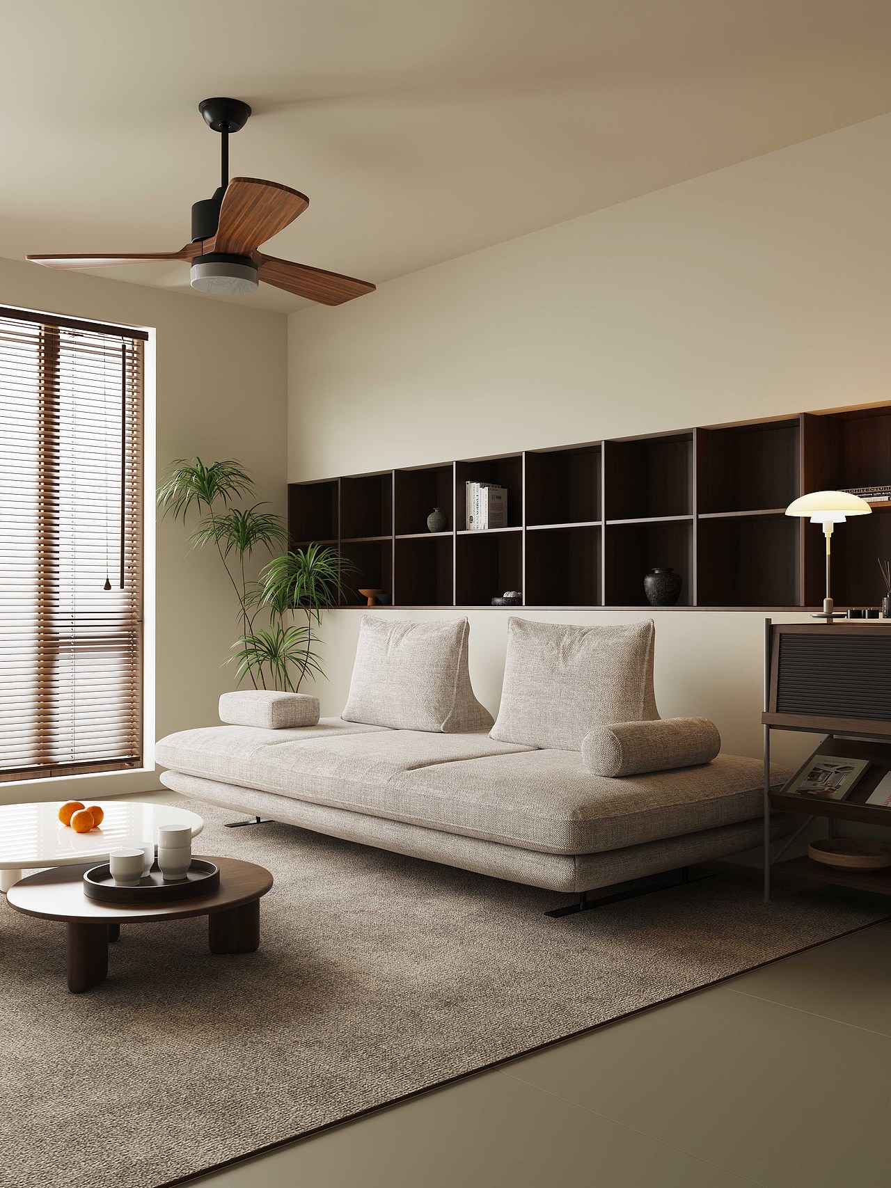 第四十三期keyshot极简客厅场景源文件ks侘寂风场景KSP