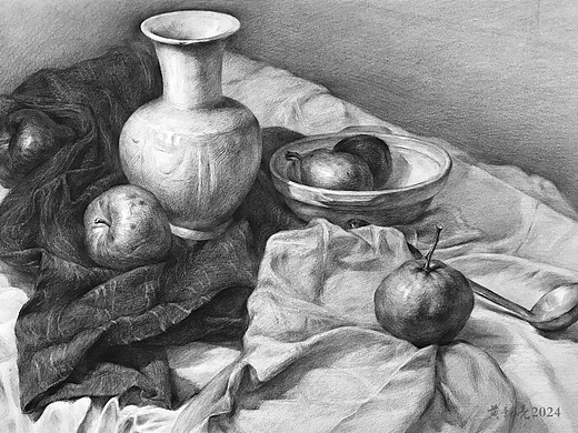 素描静物花瓶组合绘画