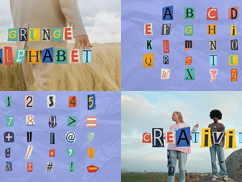 AE模板|创意手工制作字幕字母数字文字标题展示动效