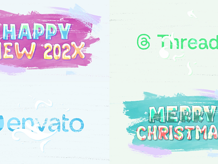 AE模板|华丽设计庆祝文本动画圣诞风格彩色标题展示