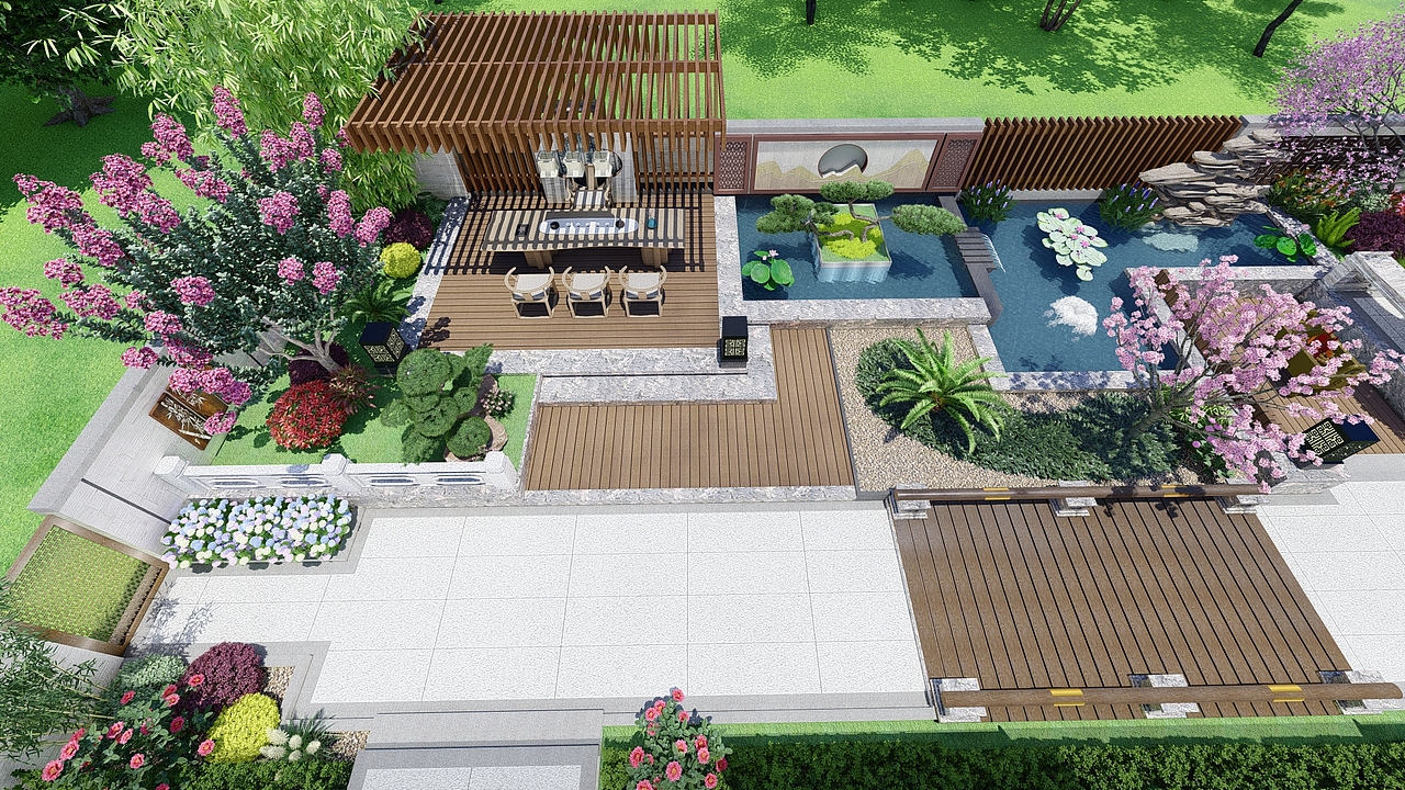 新中式庭院造景设计案例（图ZMzcxMzYyMzQ0） - 景观设计 - 站酷设计师度势营造景观设计原创素材 - 站酷ZCOOL