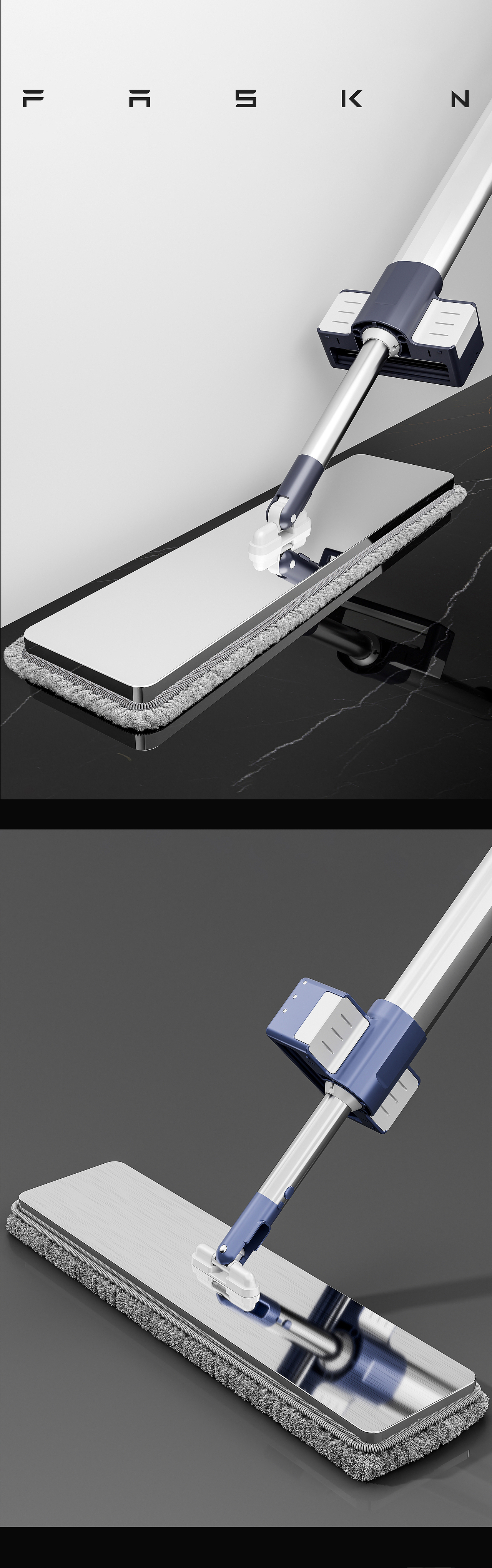 钢韧洁界，洁净美学 —— 不锈钢免手洗拖把渲染赏鉴（图ZMzcxMzg4NzA4） - 产品 - 站酷设计师faskn原创素材 - 站酷ZCOOL