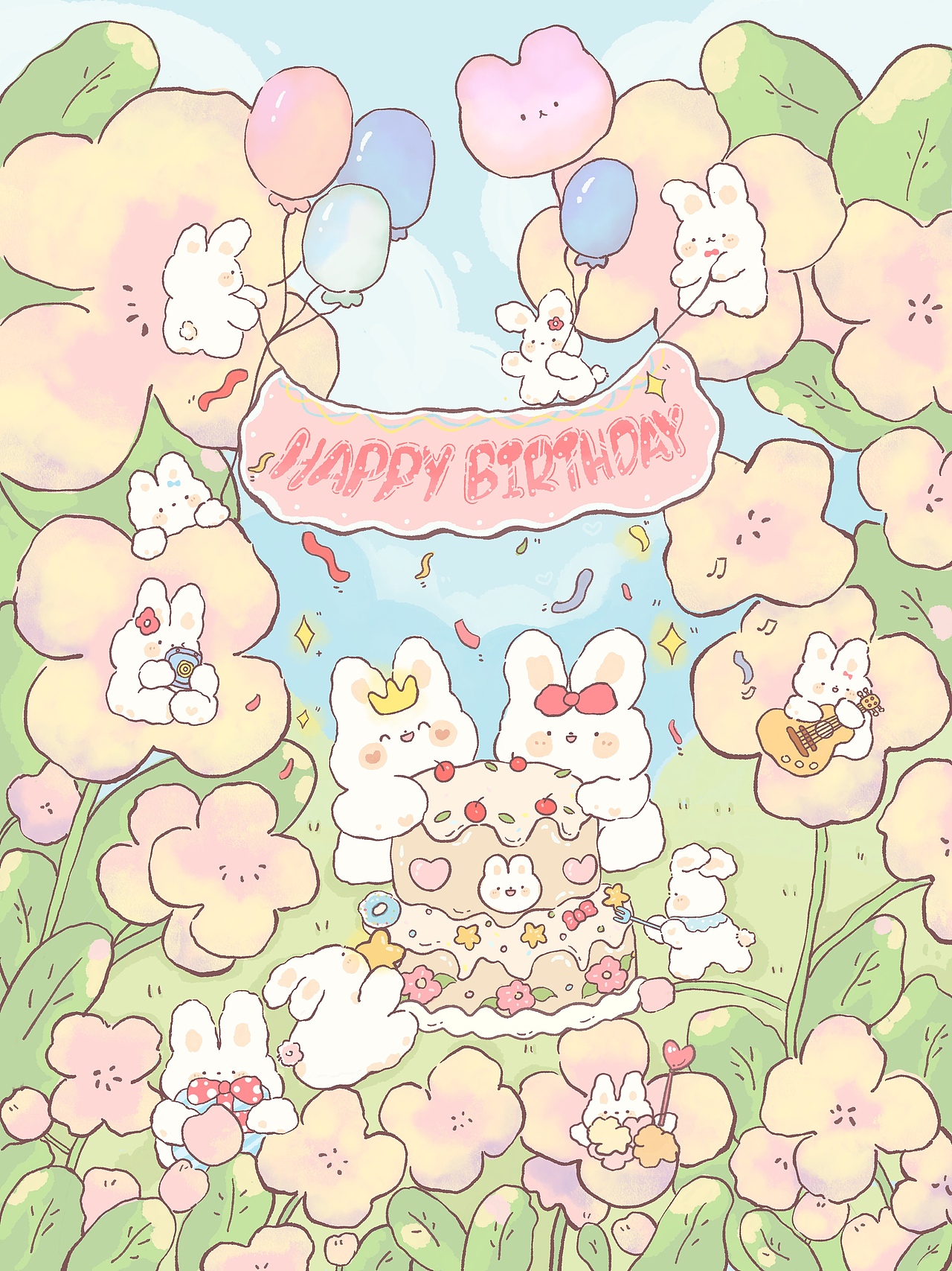 花园里面过生日的兔兔们