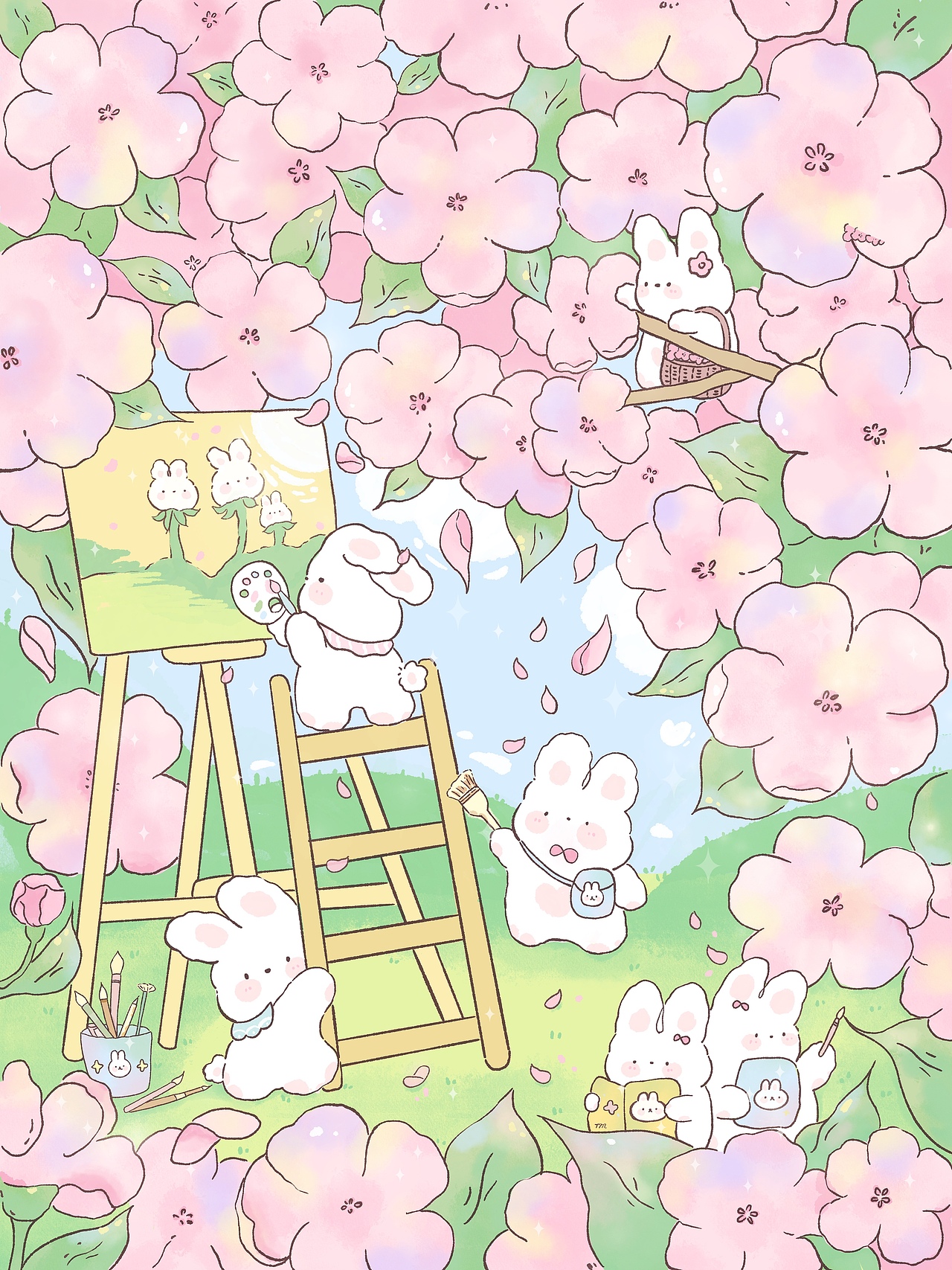 一起绘画春天的兔兔们