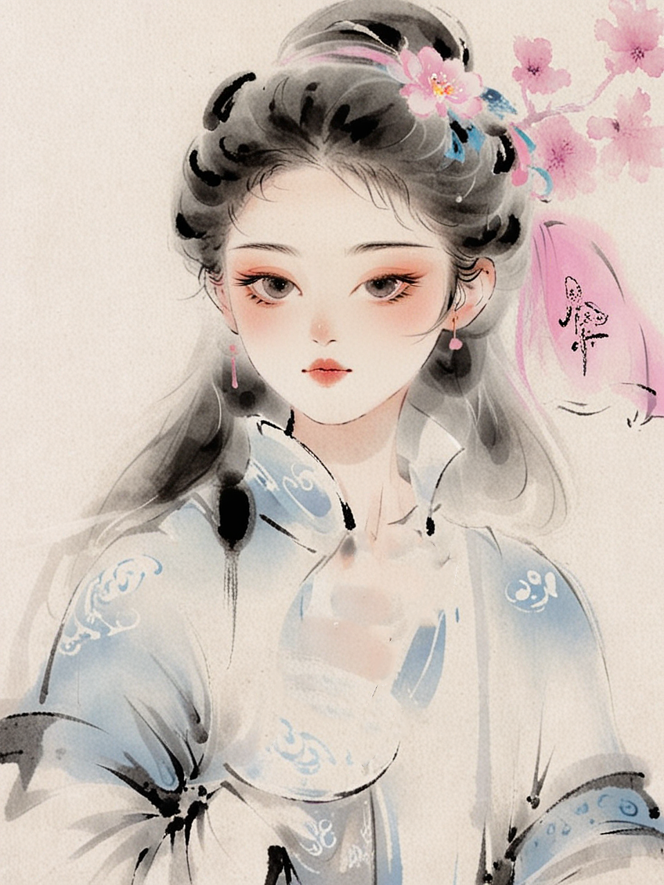 水墨风·粉黛佳人 AI演绎（图ZMzcxNDA0Mjg4） - 创作习作 - 站酷设计师ponyoya原创素材 - 站酷ZCOOL
