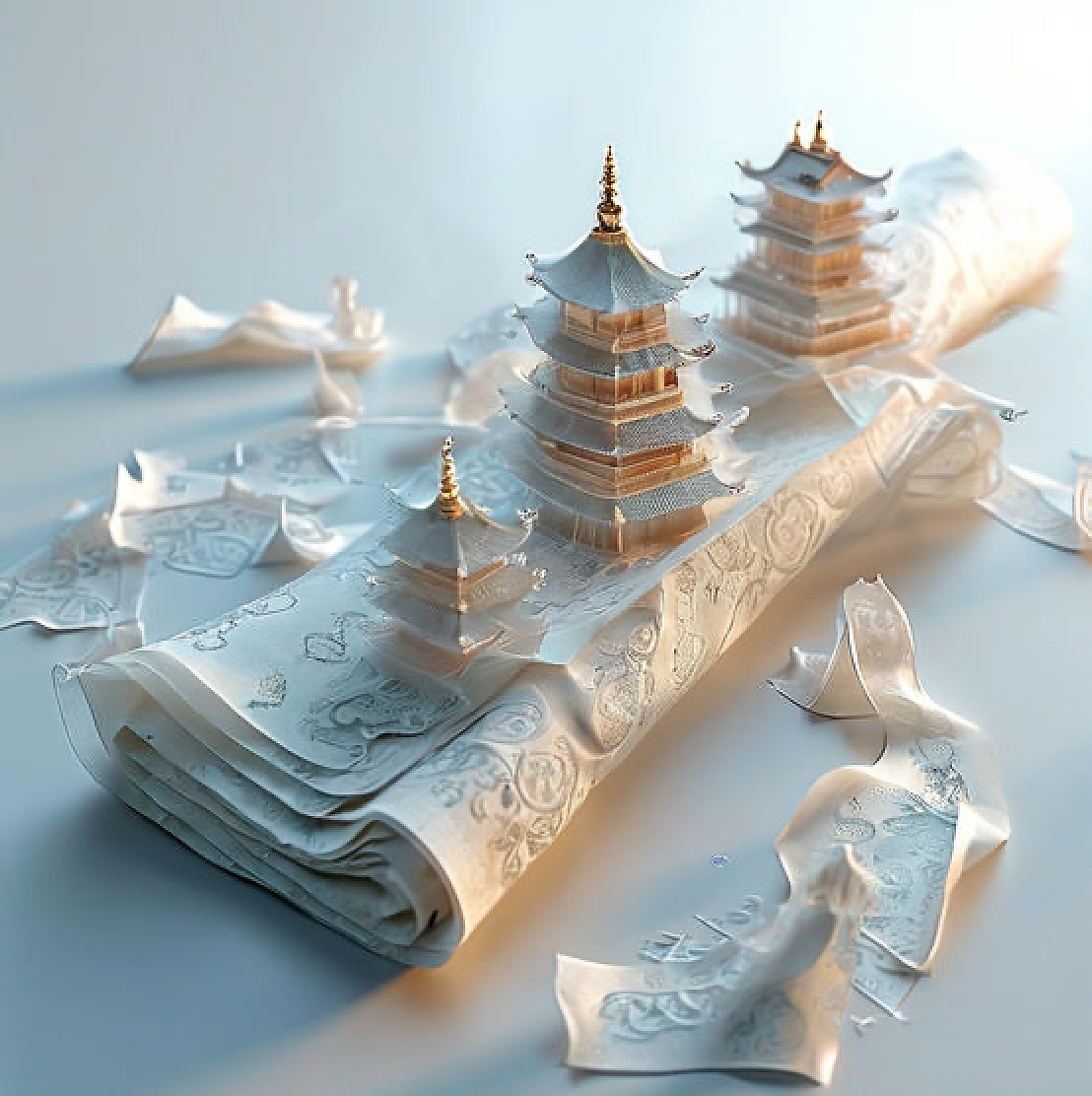 AI绘画-立体画卷（图ZMzcxNDA1NDI0） - 艺术插画 - 站酷设计师358253828原创素材 - 站酷ZCOOL