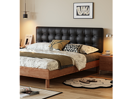 黑色軟包-實(shí)木框架-床