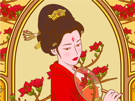 宫廷插画慕夏版式人物插画