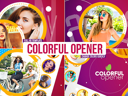 AE模板|创意动态图形元素简约多彩照片视频演绎动画