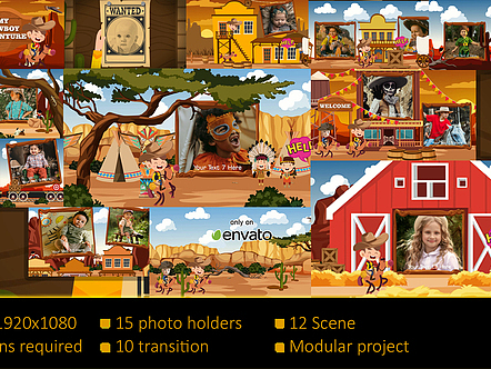 AE模板|卡通动漫场景动画视频展示儿童卡通片片头