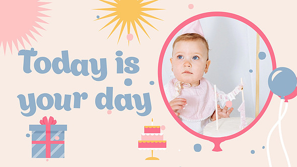 AE模板|多彩卡通可爱儿童生日派对聚会主题标题简介