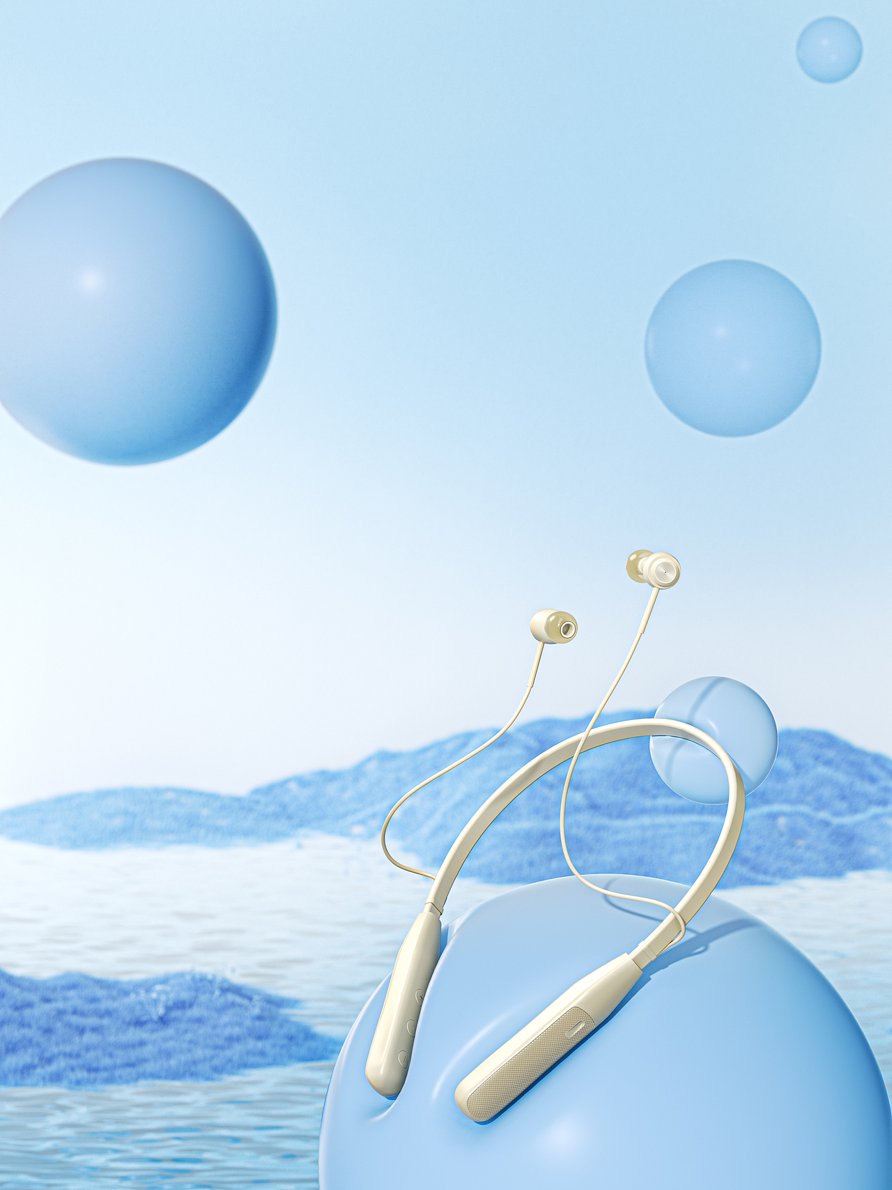 产品渲染|颈挂式运动耳机