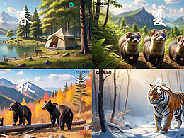 长白山美景动物之四季交替