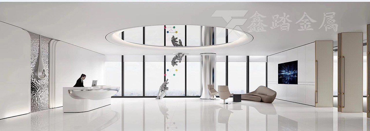 游戏展厅不锈钢吧台 金属服务台 异形不锈钢前台