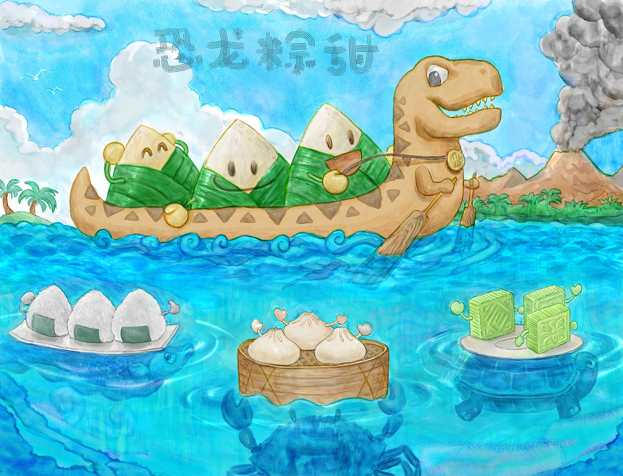 恐龙划船（图ZMzcxNTMwNzU2） - 儿童插画 - 站酷设计师ZJVN原创素材 - 站酷ZCOOL