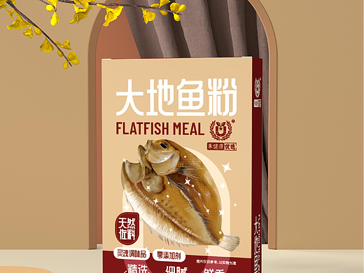 海产品包装 调味品包装 大地鱼粉写实风插画包装设计