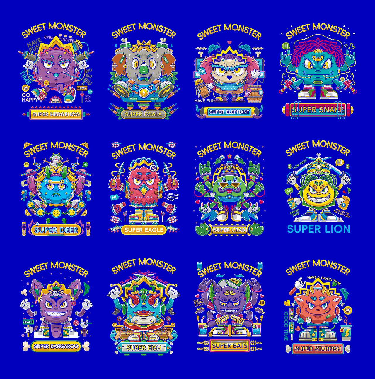 {甜心怪物}系列下部-矢量插画